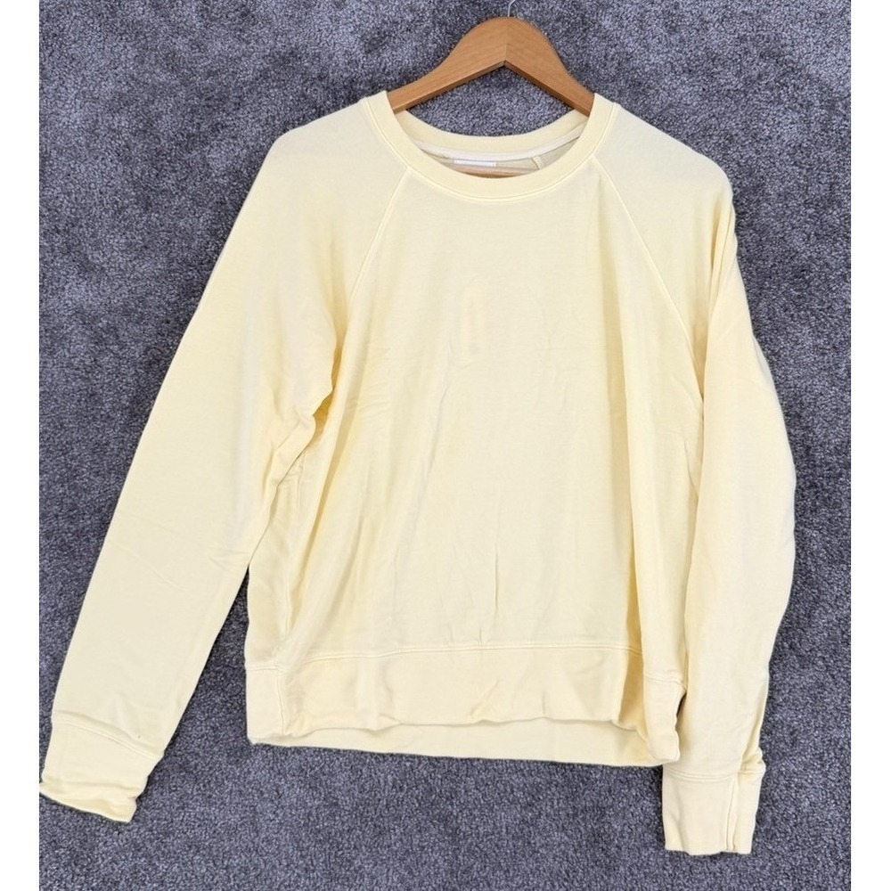 Sundry Womens Raglan Crewneck Sweatshirt Pastel Butter Yellow Size 3 L Made USA